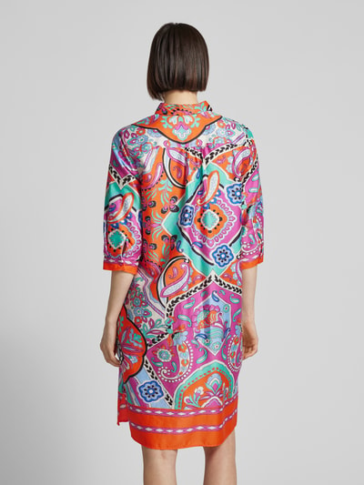 Milano Italy Knielange jurk met all-over print Felroze - 5