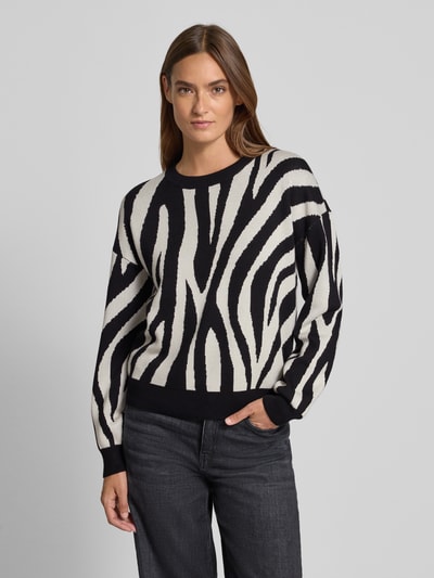VERO MODA Regular fit gebreide pullover van viscosemix, model 'SILJEANIMAL' Offwhite - 4