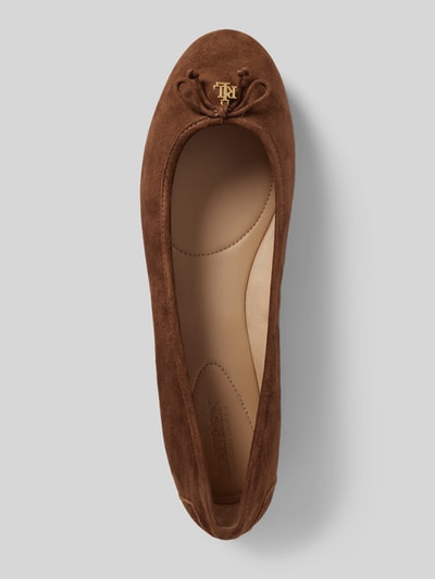 Lauren Ralph Lauren Lederballerinas mit Schleifen-Detail Modell 'JAYNA DRIVER' Cognac 3