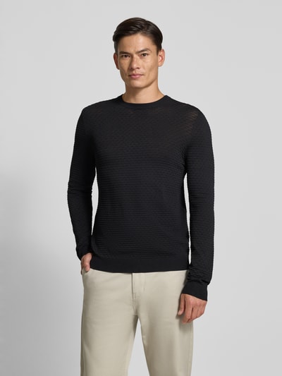 Antony Morato Slim fit pullover van viscosemix met structuurmotief Zwart - 4