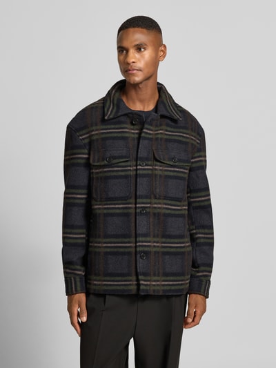 SELECTED HOMME Regular fit wollen jack met platte kraag, model 'MITCH' Marineblauw - 4