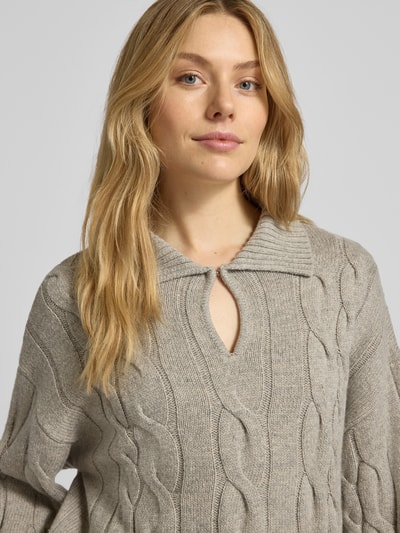 MSCH Copenhagen Strickpullover mit Zopfmuster Modell 'Pavana Peony' Beige 3