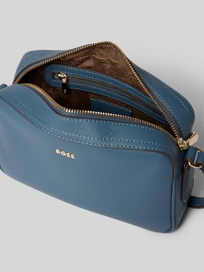 BOSS Schoudertas van generfd rundleer Rookblauw - 5