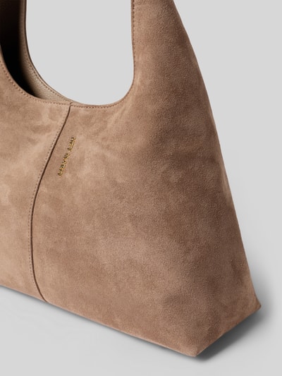 Produktfoto, Handtasche aus Kalbsleder-Mix Modell 'Alltime Lover' von Hey Marly, beige Velours-Optik mit Logo-Detail auf glatter Struktur