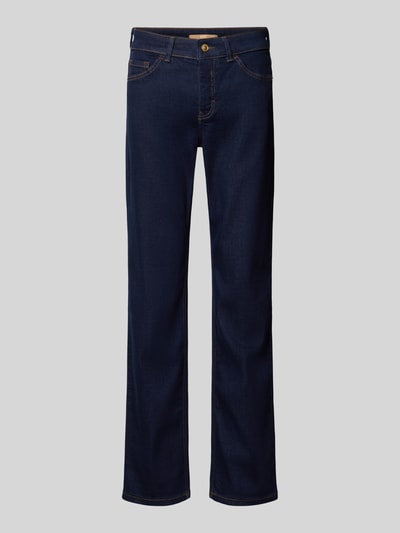 Produktfoto, dunkelblaue Straight Fit Jeans aus Baumwoll-Mix Modell 'Carrie' von MAC, glatte Oberfläche, Damen Straight Fit Jeans von MAC