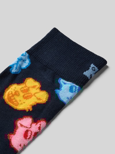 Happy Socks Sokken met motiefstitching, model 'DOG' Donkerblauw - 2