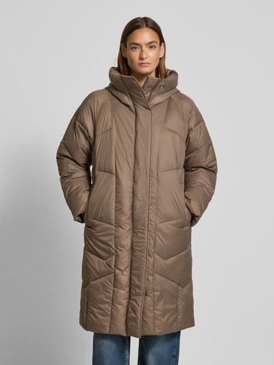 FREE/QUENT Płaszcz pikowany z kapturem model ‘TIANA’ Szarobrązowy 4