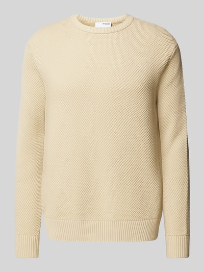 SELECTED HOMME Strickpullover mit gerippten Abschlüssen Modell 'HENNY' Offwhite 2