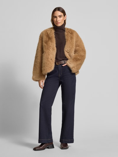 Rich & Royal Kunstfell Jacke mit Kunstfellbesatz Sand 1