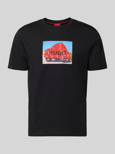 Produktfoto, Relaxed Fit T-Shirt aus reiner Baumwolle Modell 'DOSTINO' von HUGO, Optik: Unifarben, Label-Print, Jersey, Rundhals, Kurzarm.