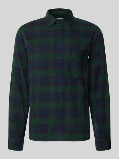 Produktfoto, Regular Fit vrijetijdsoverhemd uit flanel met Kentkraag van REVIEW, puur katoen, all-over look, borstzak, groen-blauw ruitmotief