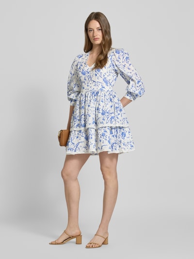 YAS Cocktailkleid mit V-Ausschnitt Modell 'ELIN' Blau 1