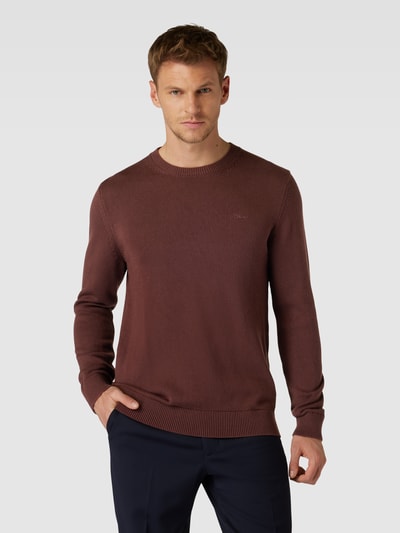 s.Oliver RED LABEL Sweter z dzianiny z wyhaftowanym logo Bordowy 4