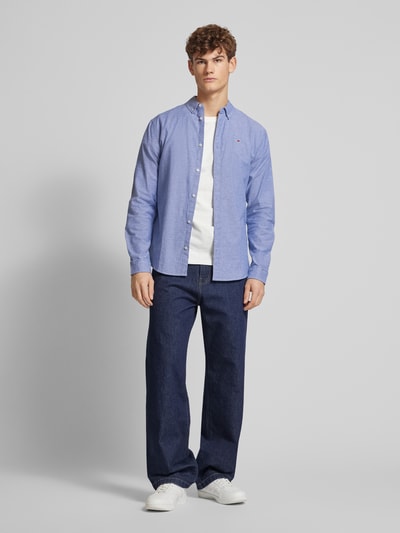 Tommy Jeans Slim fit vrijetijdsoverhemd met knoopsluiting Marineblauw gemêleerd - 1