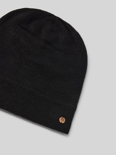 Fraas Czapka kaszmirowa z aplikacją z logo Czarny 2