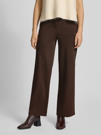 Soyaconcept Wide leg stoffen broek met paspelzak, model 'DANIELA' Chocoladebruin - 4
