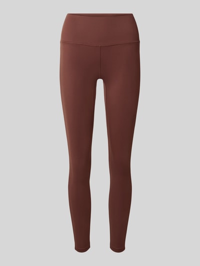 Produktfoto, Leggings von VARLEY in Braun mit Kontrastnähten, elastischem Bund und elastischen Beinabschlüssen, enganliegende Passform