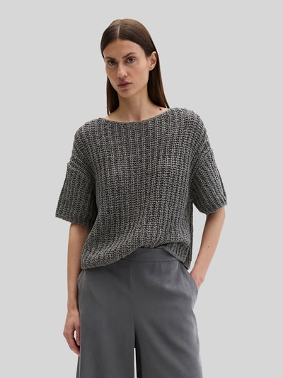 Marc O'Polo Sweter z mieszanki bawełny o kroju relaxed fit Ciemnoszary 4