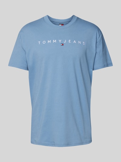 Tommy Jeans Regular Fit T-Shirt aus reiner Baumwolle mit Label Stitching Rauchblau 1