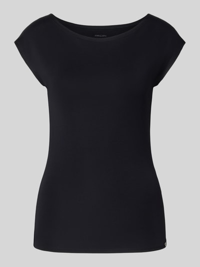 Produktfoto, Damen T-Shirt mit U-Boot-Ausschnitt und Label-Detail von Marc Cain aus Baumwoll-Mix mit Stretch-Anteil, körpernaher Schnitt