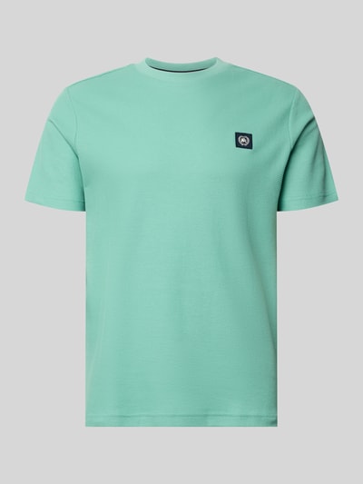 Produktfoto, T-shirt met labelpatch en ronde hals van Lerros, heren T-shirt van puur katoen, recht model, ruglengte maat M 69 cm, mintgroen