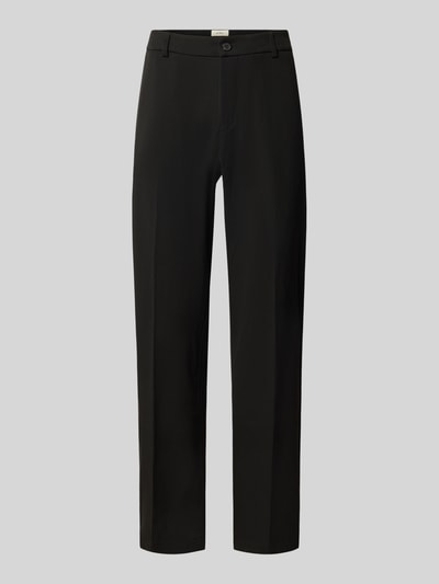Produktfoto, Anzughose mit Bügelfalten Modell 'Como Solid Slack Pants' von Les Deux aus reiner Baumwolle im Regular Fit, schwarze Farbe
