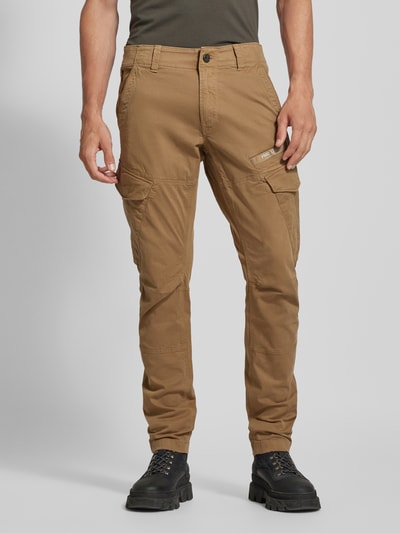 PME Legend Slim fit cargobroek met labeldetail, model 'NORDROP' Zand - 4