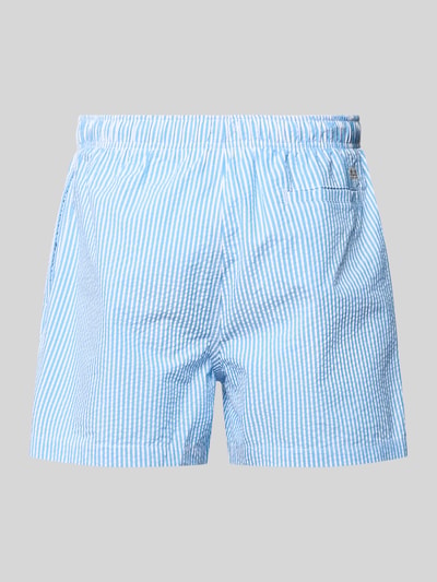 Produktfoto, Badehose mit elastischem Bund und Tunnelzug von MCNEAL aus Baumwoll-Mix im Regular-Fit mit Label-Stitching, gestreift.