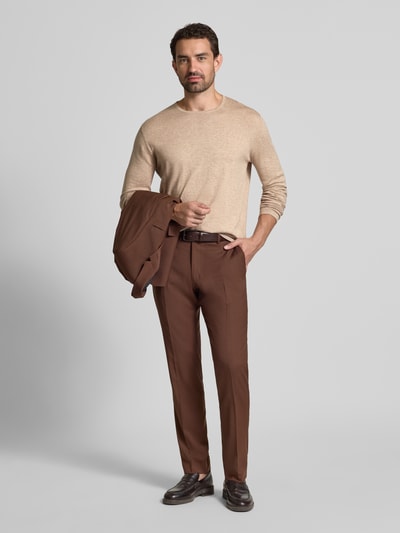 Christian Berg Men Regular fit pullover van puur katoen in gebreide look Zand gemêleerd - 1