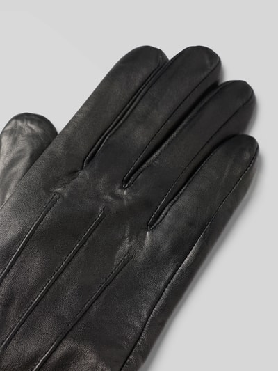 FI.NE Rękawiczki z imitacji skóry Czarny 3