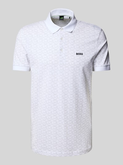 BOSS Green Regular Fit Poloshirt mit Label-Print Modell 'Paddy' Weiss 2