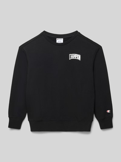 Produktfoto, Regular Fit Poloshirt mit V-Ausschnitt van CHAMPION voor kinderen, katoenmix, effen zwart, polokraag, V-hals, zonder personen.