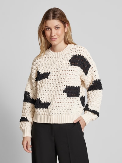 Jake*s Casual Gebreide pullover met ribboorden Ecru - 4