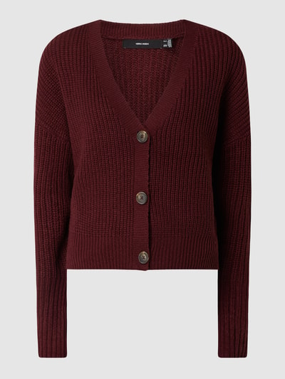 Vero Moda Cardigan met ribstructuur, model 'Lea' Bordeaux - 2