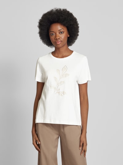 Tom Tailor T-shirt met motiefprint en -stitching Offwhite - 4