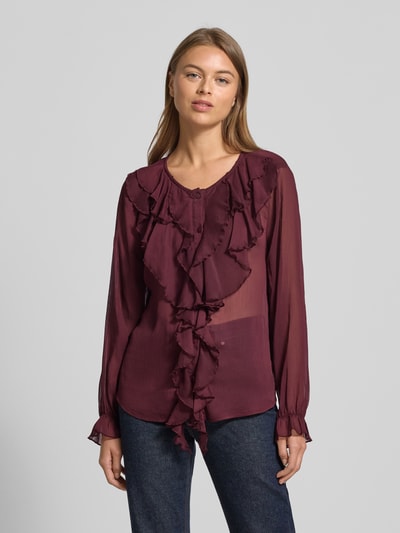 FREE/QUENT Regular Fit Bluse mit Rüschen Modell 'Ditte' Bordeaux 4