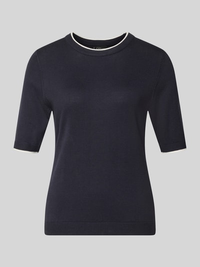 s.Oliver BLACK LABEL regular fit t-shirt van mix van katoen en modal Marineblauw - 2