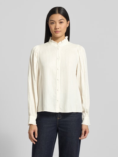 Vero Moda Bluzka o kroju regular fit z długim rękawem z mieszanki wiskozy model ‘BUMPY’ Biały 4