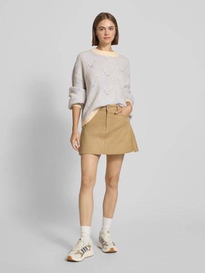 Pieces Comfort Fit Strickpullover mit Woll-Anteil 'JENNA' Hellblau Melange 1