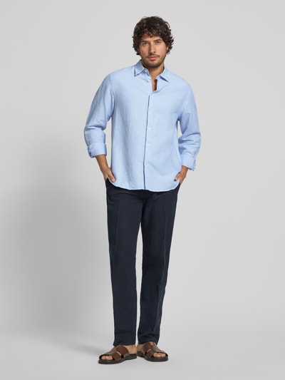 Selected Homme Regular Fit Freizeithemd aus Leinen-Baumwoll-Mix Modell 'CLAY LINENBLEND' Hellblau 1