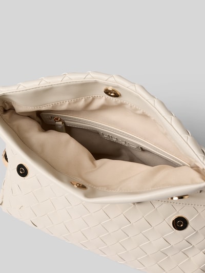 Produktfoto, Shoulder Bag in Leder-Optik Modell 'Pochette' von Liu Jo White mit Überschlag, Reißverschluss und Magnetverschluss, Innenfach sichtbar