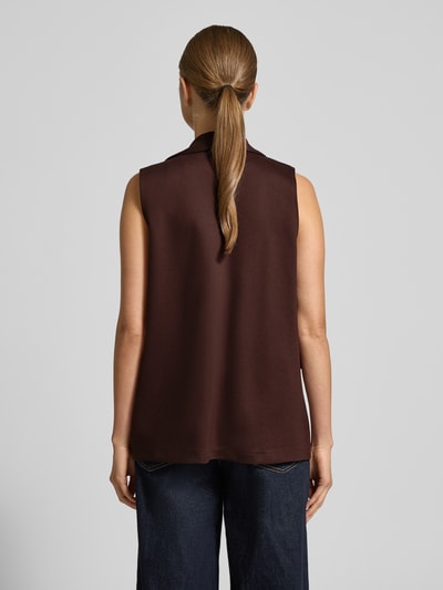 ZABAIONE Gilet van viscosemix met klepzakken, model 'Am44br' Donkerbruin - 5