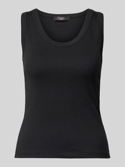 Produktfoto, Slim Fit Tank Top aus Baumwoll-Mix Modell 'MULTIC' von Weekend Max Mara in Schwarz, Optik: Unifarben, Feinripp, Logo-Detail