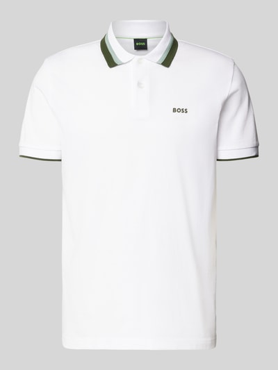 BOSS Green Regular fit poloshirt met labelprint, model 'Paddy' Wit - 2