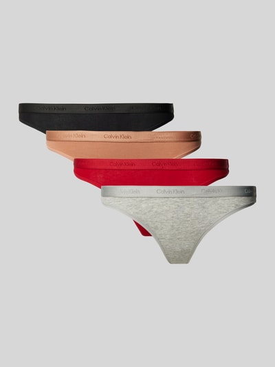 Calvin Klein Underwear String met elastische band met logo in een set van 4 stuks Rood - 1