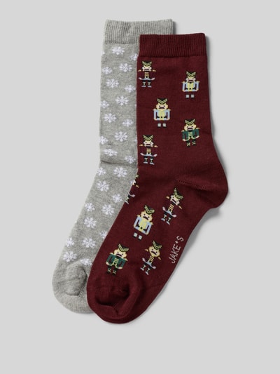 Jake*s Casual Socken im Allover-Look im 2er-Pack Bordeaux 1