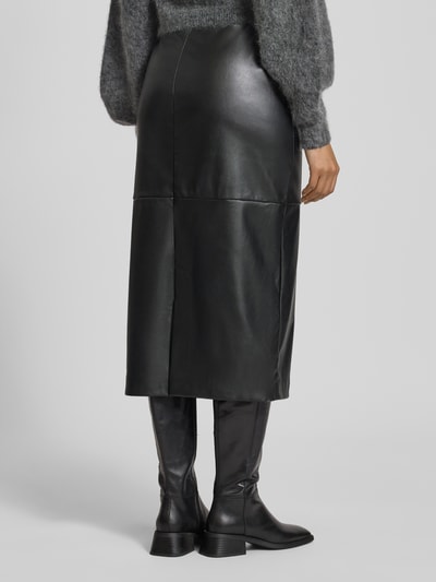 ICHI Slim Fit Midirock in Leder-Optik Modell 'Zoma' Black 5