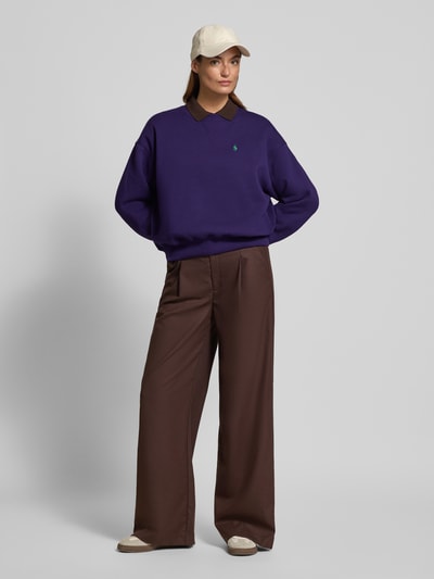 Polo Ralph Lauren Sweatshirt mit überschnittenen Schultern und Label-Stitching Purple 1