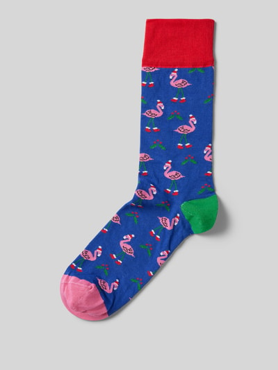 DillySocks Socken mit Motiv-Stitching Modell 'Flamingo' Royal 1