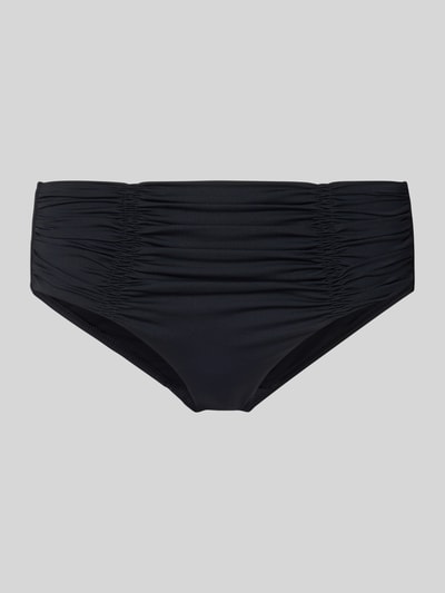 Produktfoto, Bikini-Slip mit Raffungen von Seafolly in Schwarz, körpernaher Schnitt, glatte Textur, Material-Mix mit Stretch-Anteil.